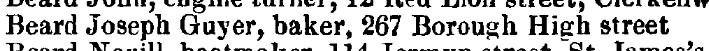 Joseph Beard's entry in a commercial directory of 1852