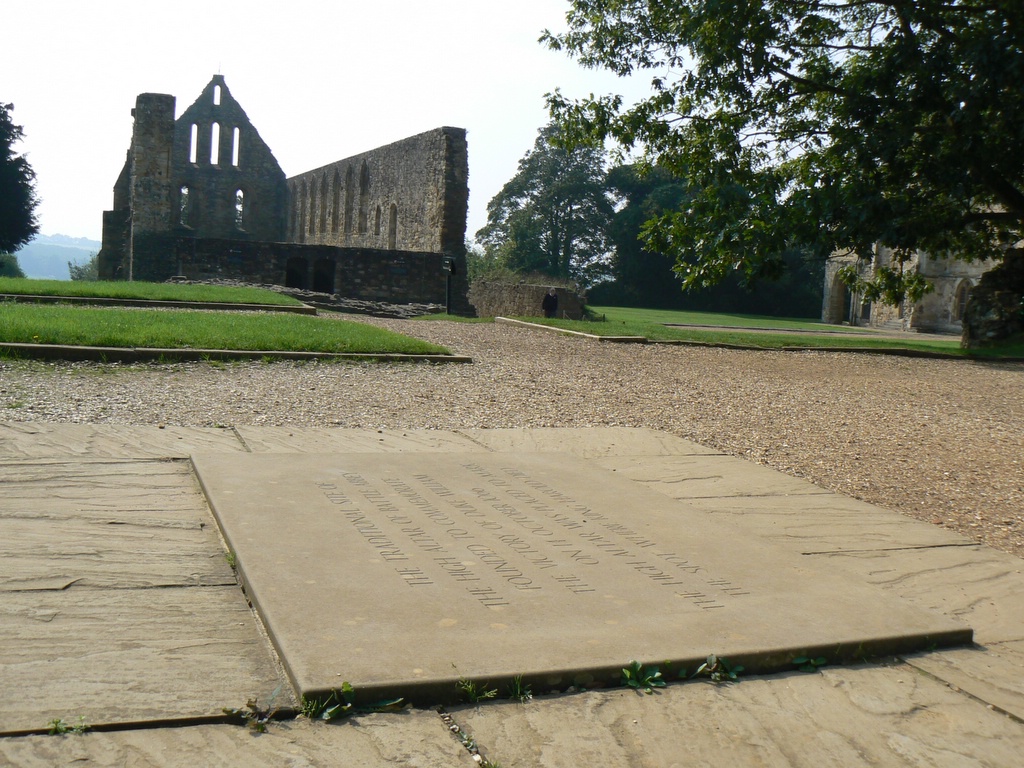 The stone marking the site at Battle Abbey where Harold is thought to have died